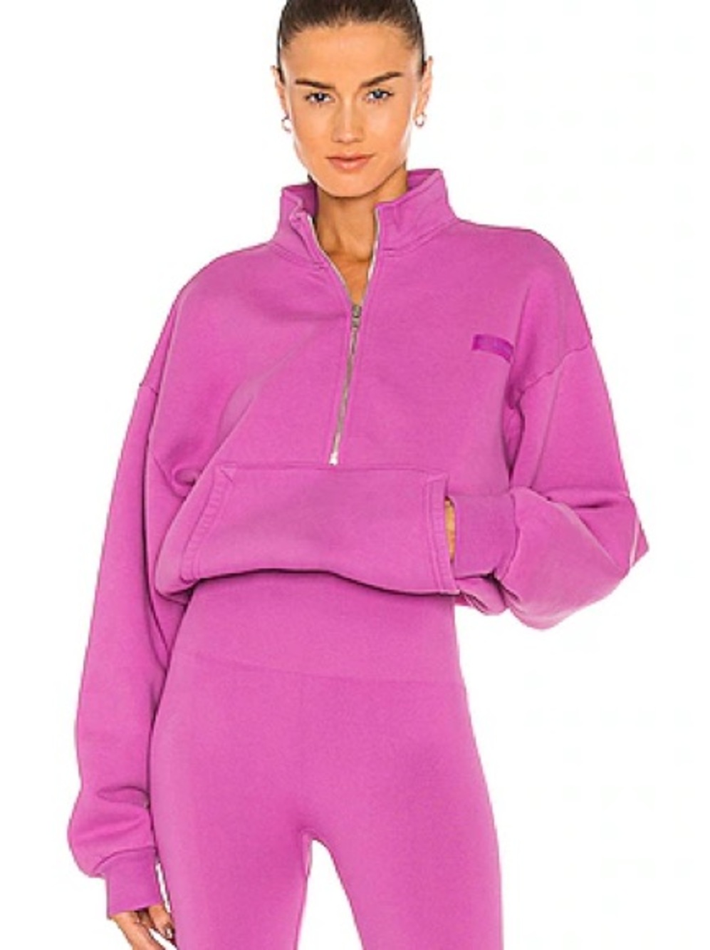 Set Active x Revelove Sz S Half Zip Short Relaxed Lounge Pink Sweater